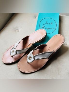Jack Rogers white Leather Rio Sandals size 11.5